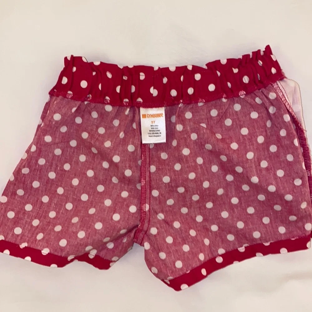Gymboree Pink Cotton White Polkadots Summer Shorts Elastic Waist Size 5T - Picture 4 of 8